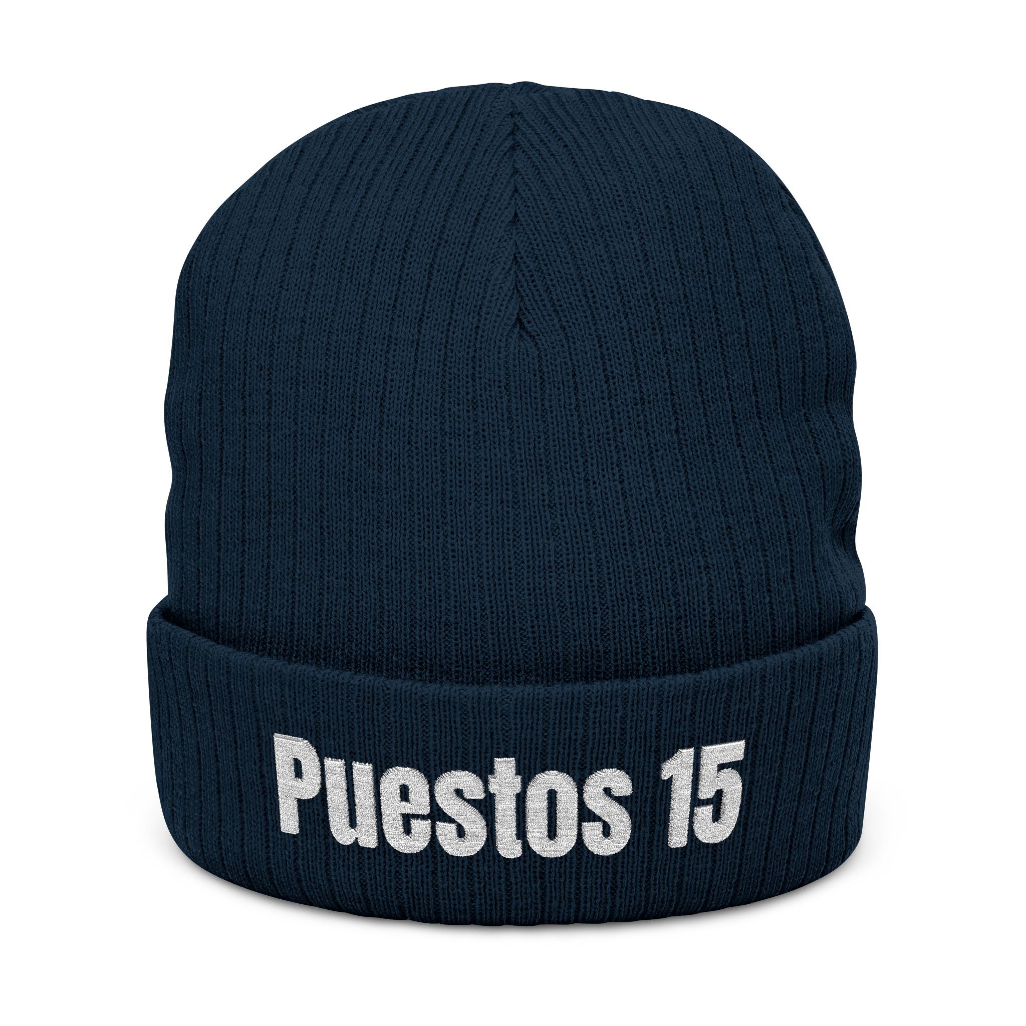 Puestos 15 Embroidered Beanie | Ribbed Knit Cuff Hat