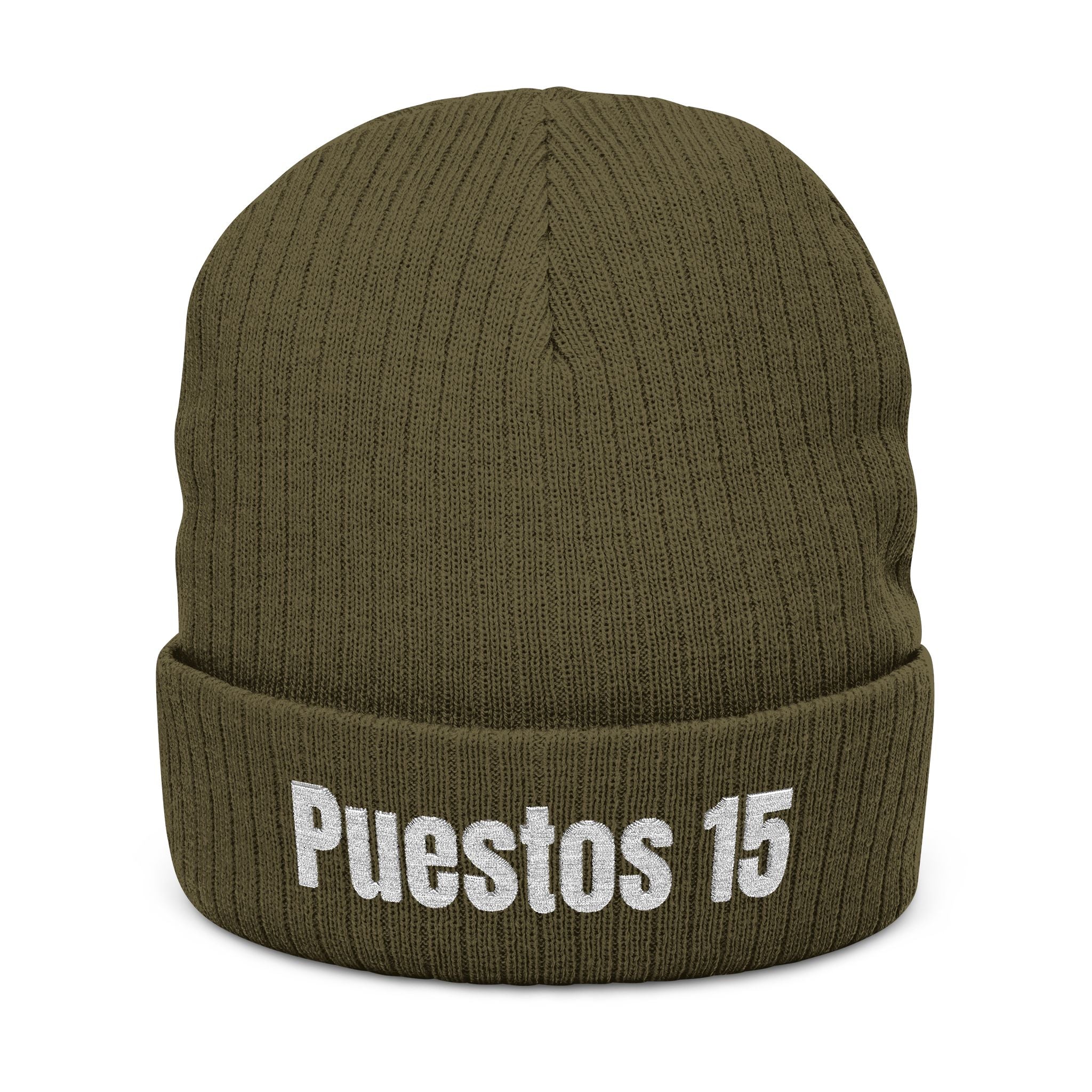 Puestos 15 Embroidered Beanie | Ribbed Knit Cuff Hat