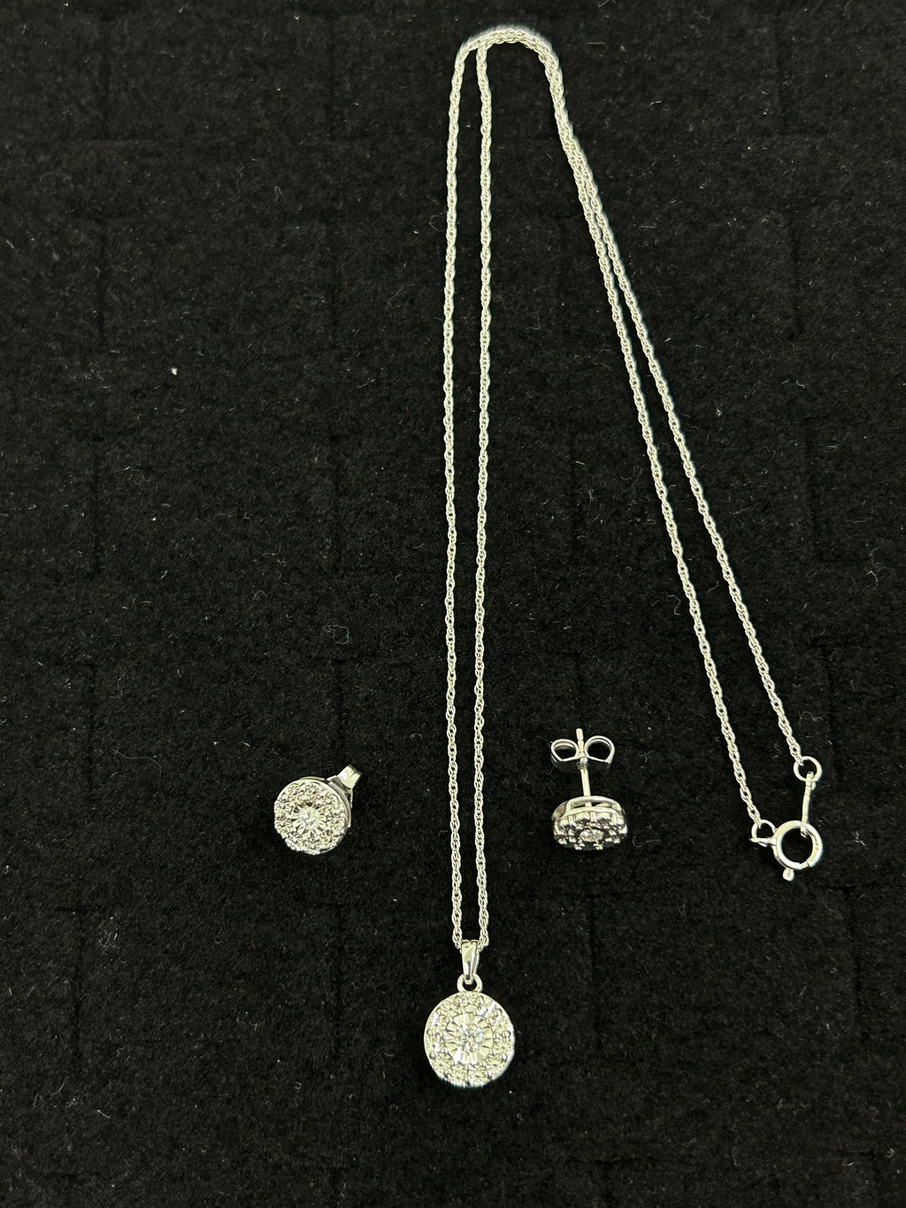 Silver Diamond Earring and Pendant combo
