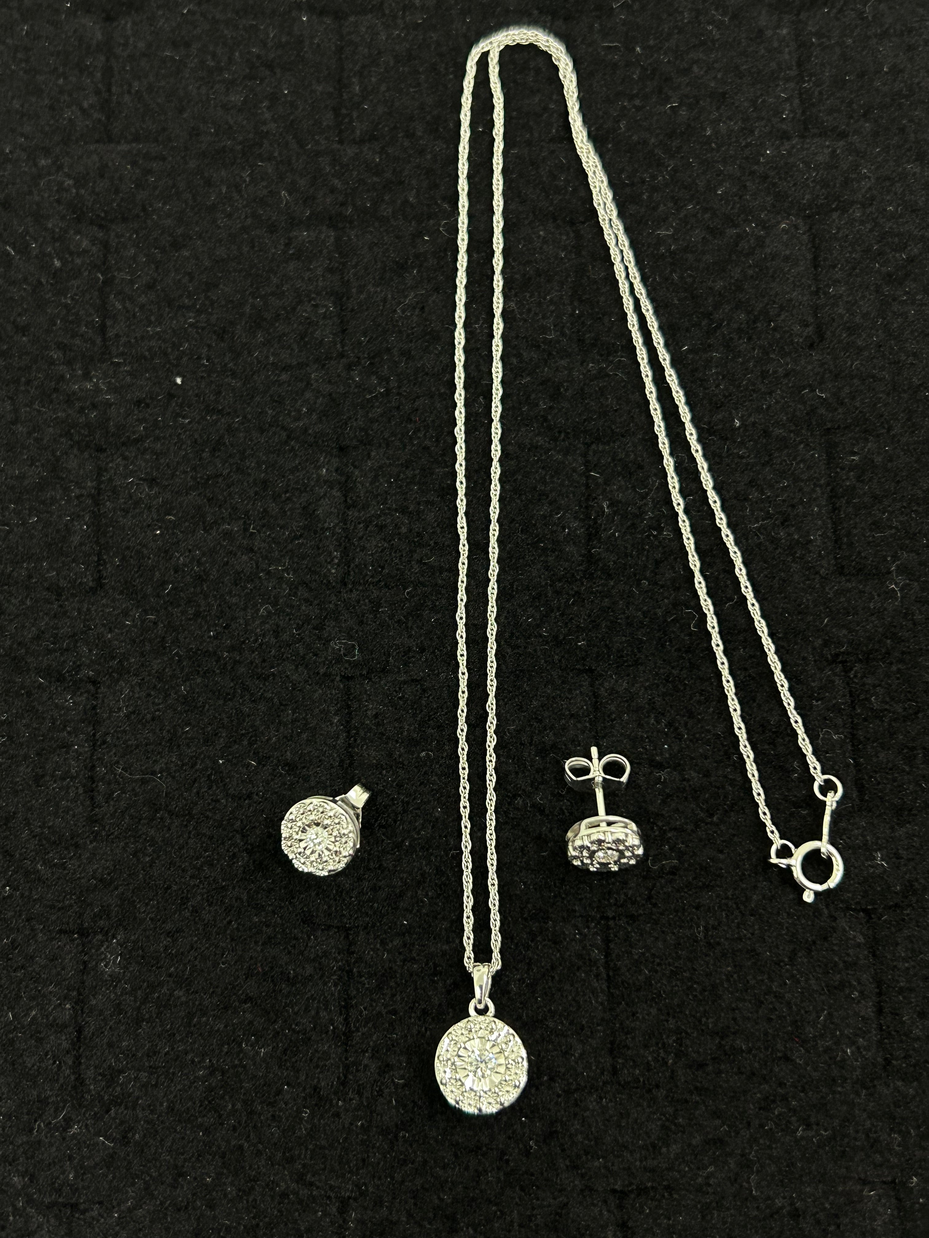 Silver Diamond Earring and Pendant combo
