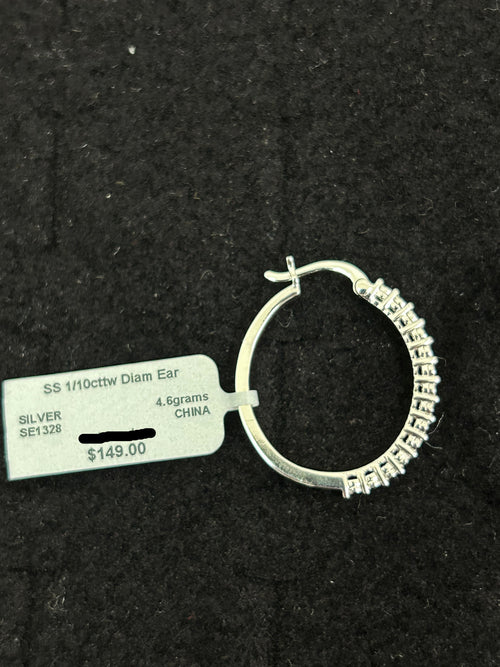 925 Diamond Hoop Earrings