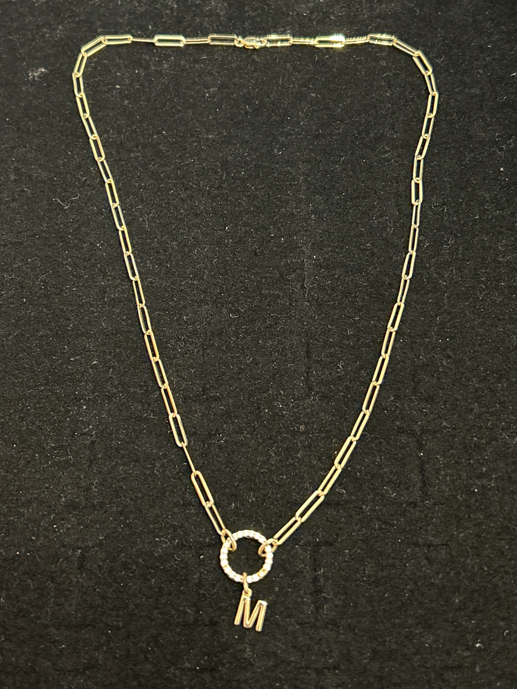 Paper clip M necklace