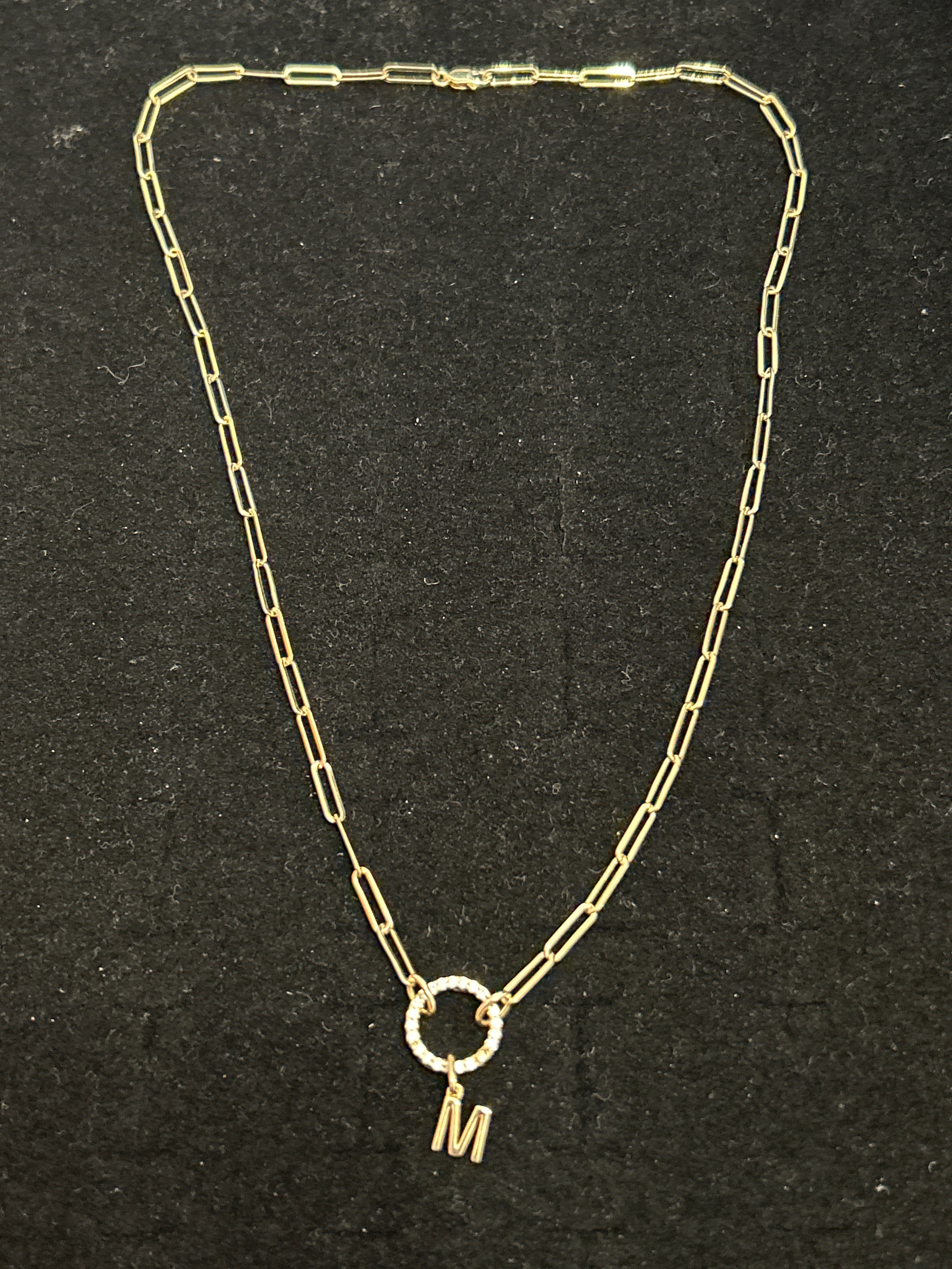Paper clip M necklace