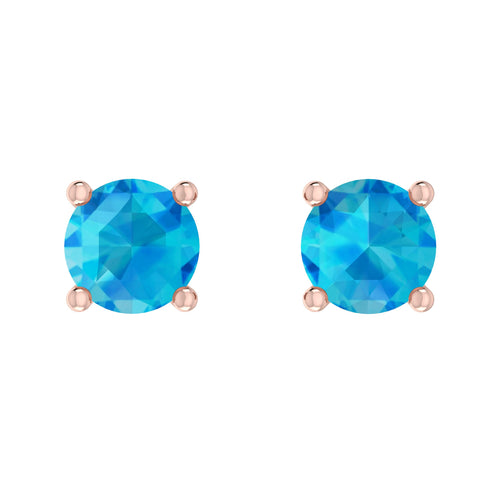 10K RG Swiss Blue Topaz stud Earrings