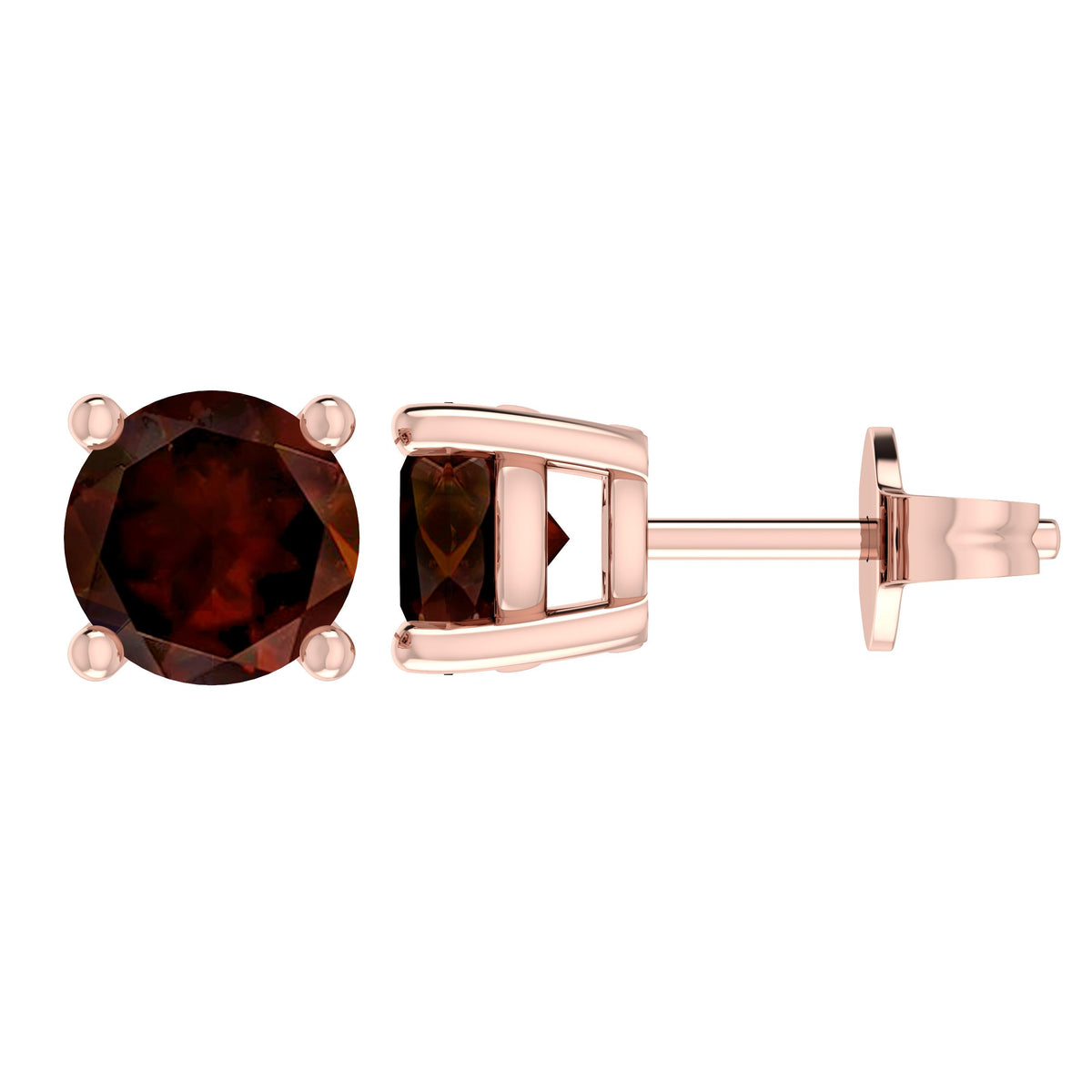 10K RG Garnet stud Earrings