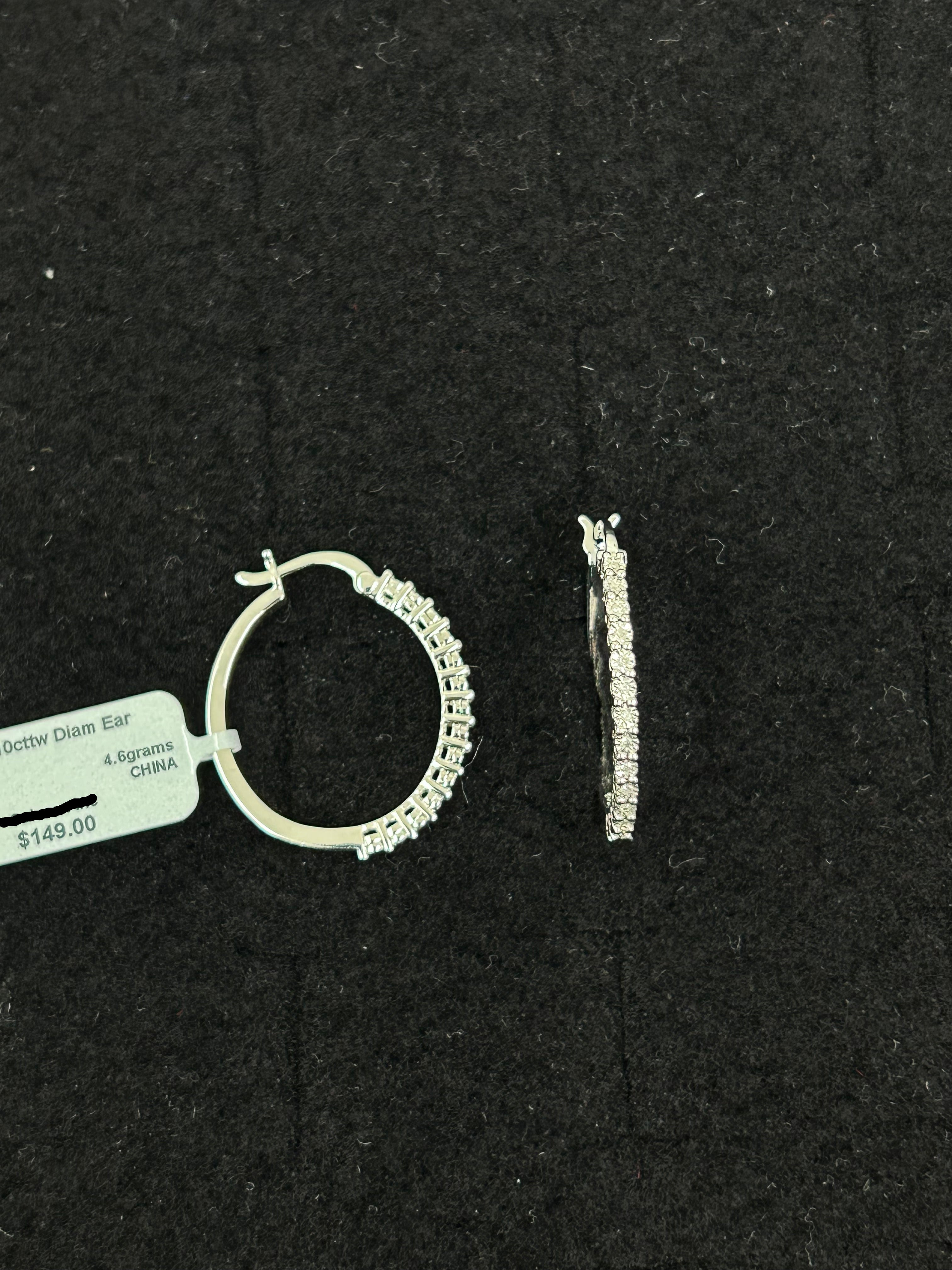 925 Diamond Hoop Earrings