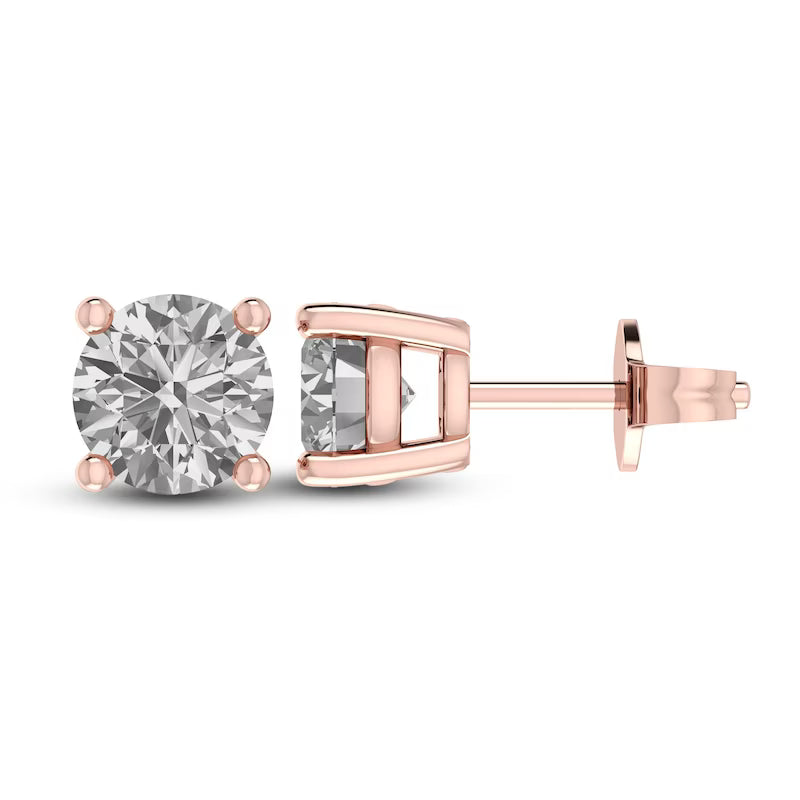 10K RG White Sapphire stud Earrings