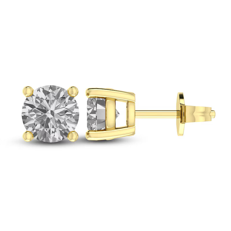 10K YG White Sapphire stud Earrings