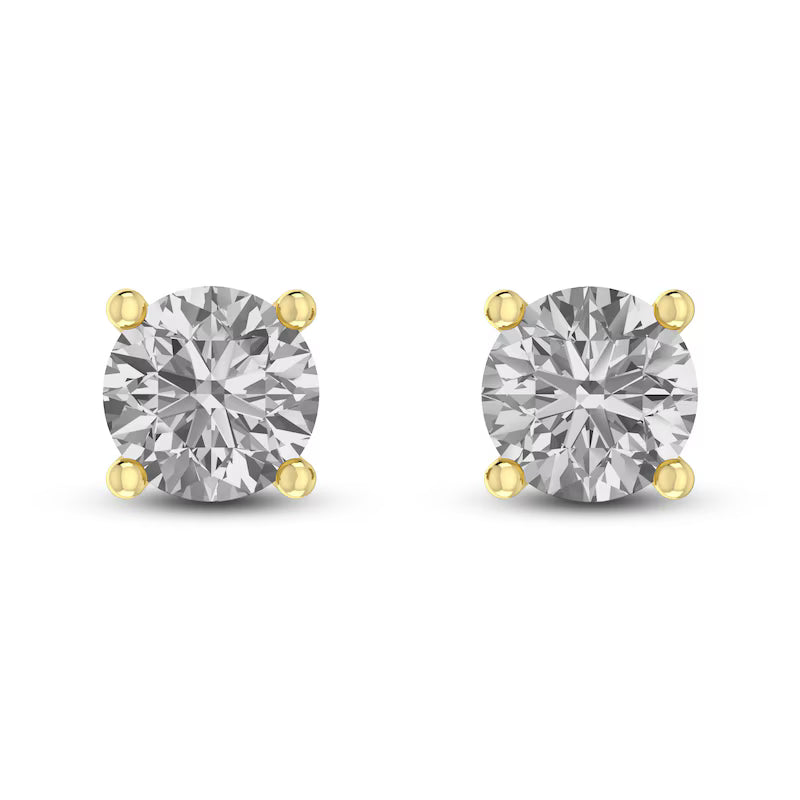 10K YG White Sapphire stud Earrings