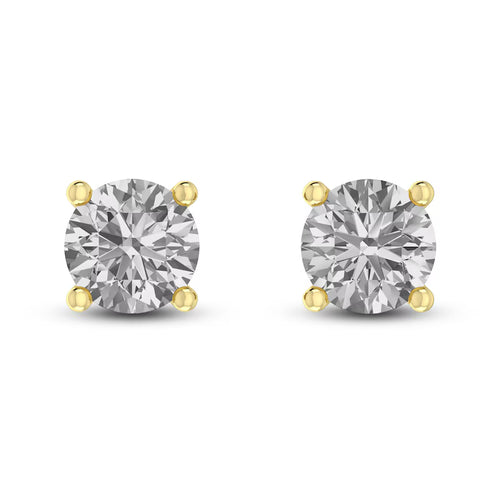 10K YG White Sapphire stud Earrings