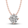 White Sapphire Solitaire 10K RG Necklace