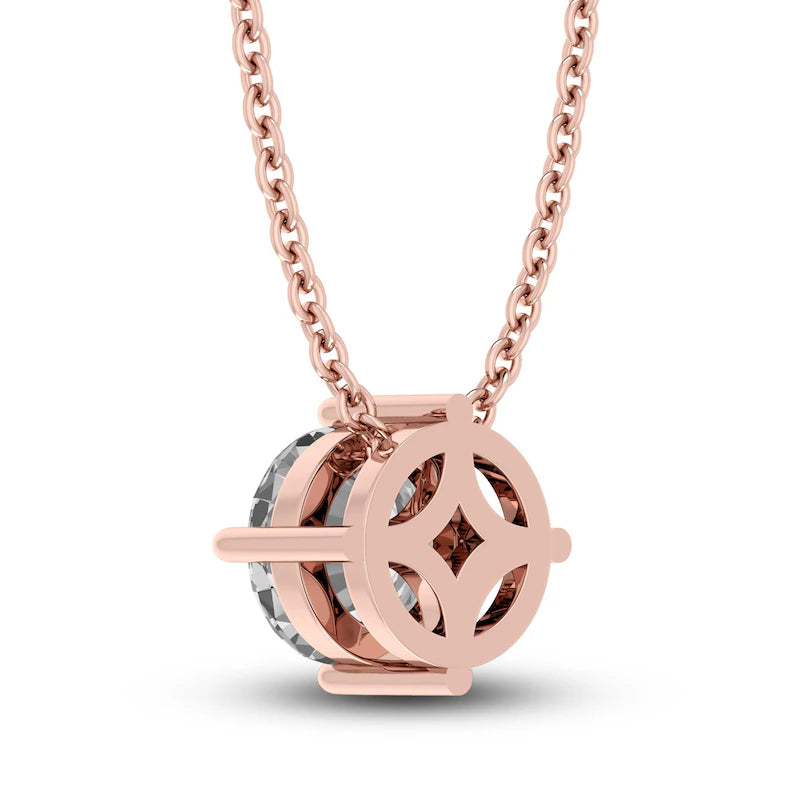 White Sapphire Solitaire 10K RG Necklace
