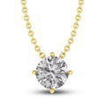 White Sapphire Solitaire 10K YG Necklace
