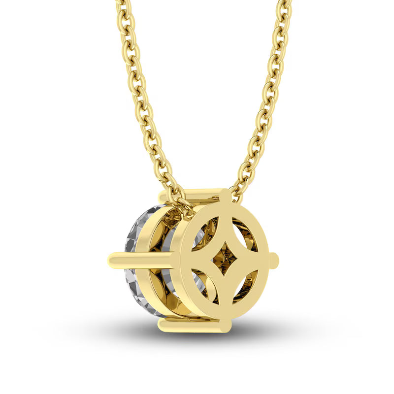 White Sapphire Solitaire 10K YG Necklace