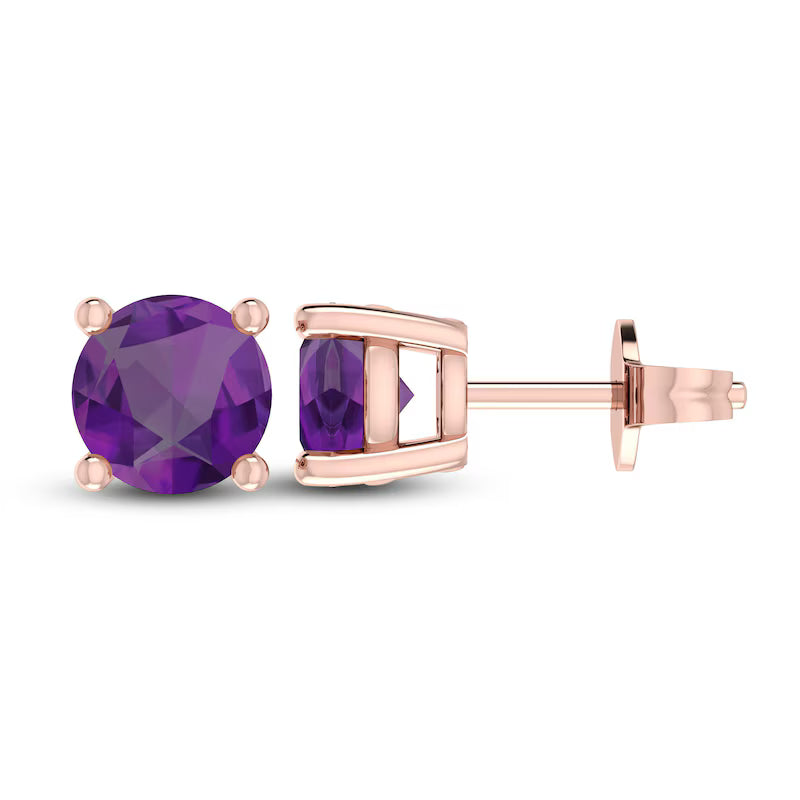 10K RG Amethyst Stud Earrings