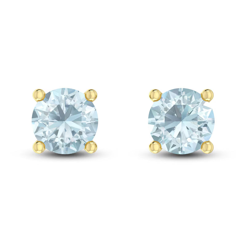 10K Yellow Gold Swiss Blue Topaz stud Earrings