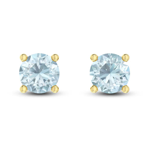 10K Yellow Gold Swiss Blue Topaz stud Earrings