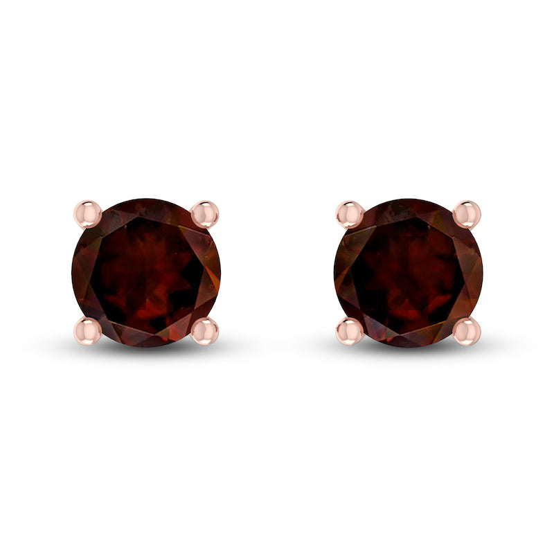 10K RG Garnet stud Earrings