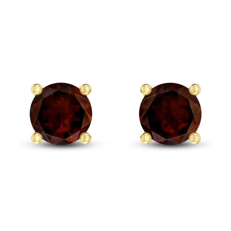 10K YG Garnet stud Earrings