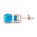 10K RG Swiss Blue Topaz stud Earrings