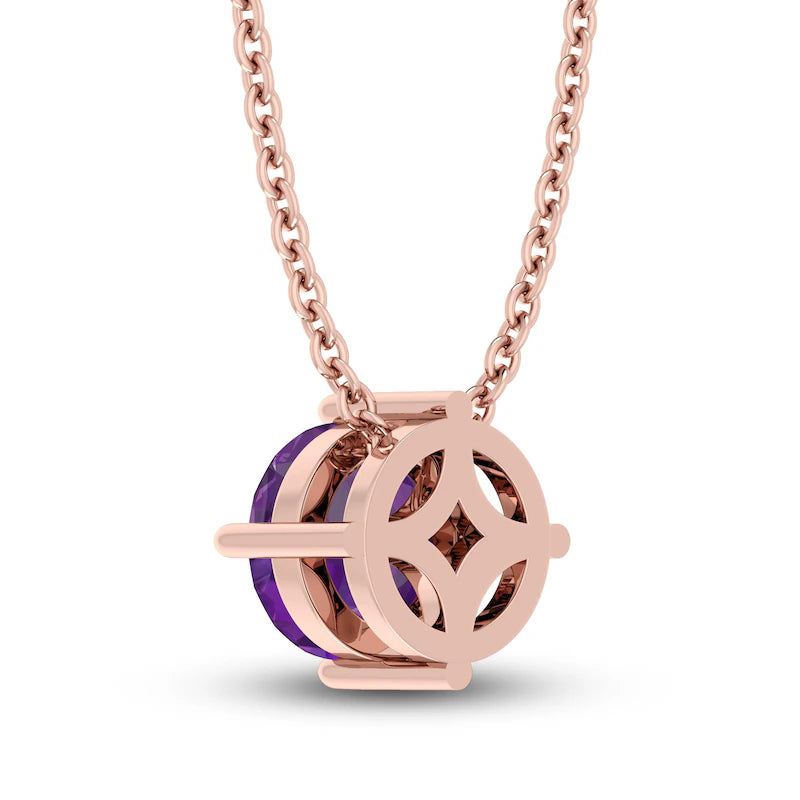 Amethyst Solitaire 10K RG Necklace