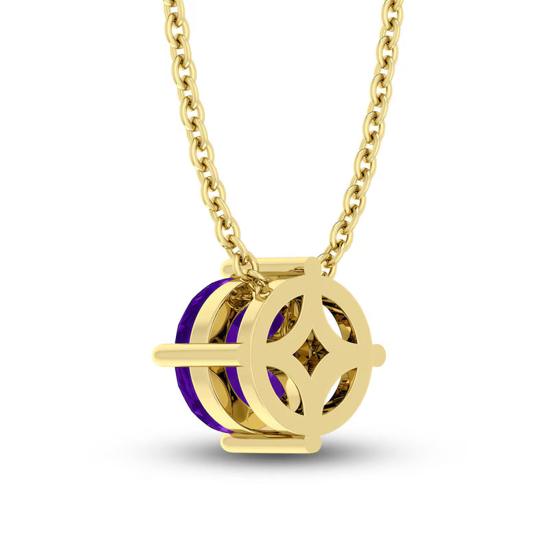 Amethyst Solitaire 10K YG Necklace