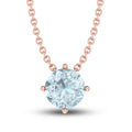 Aqua Solitaire 10K RG Necklace
