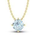 Aqua Solitaire 10K YG Necklace
