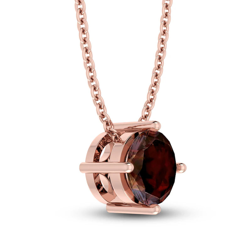 Garnet Solitaire 10K RG Necklace