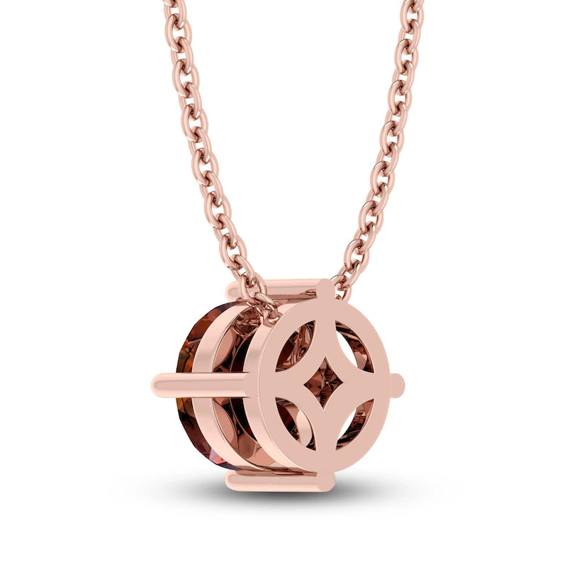 Garnet Solitaire 10K RG Necklace