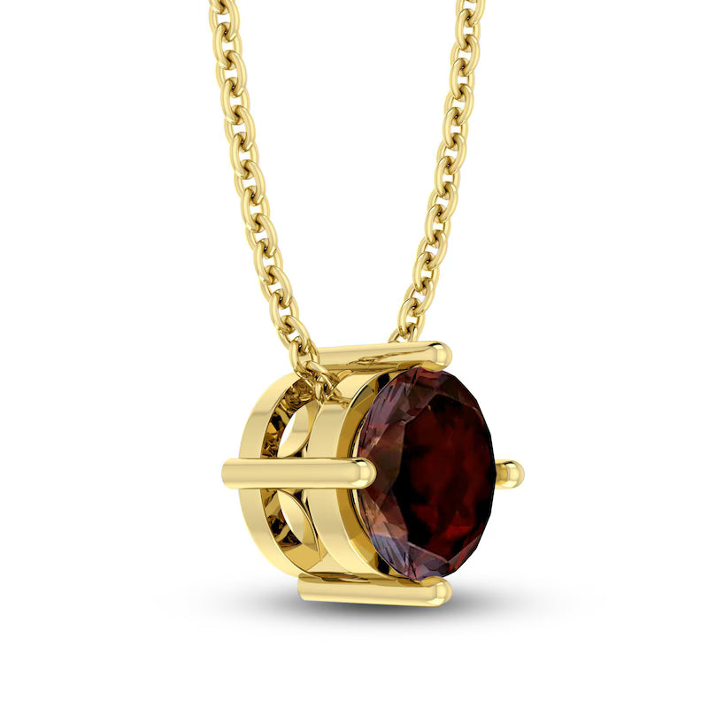 Garnet Solitaire 10K YG Necklace