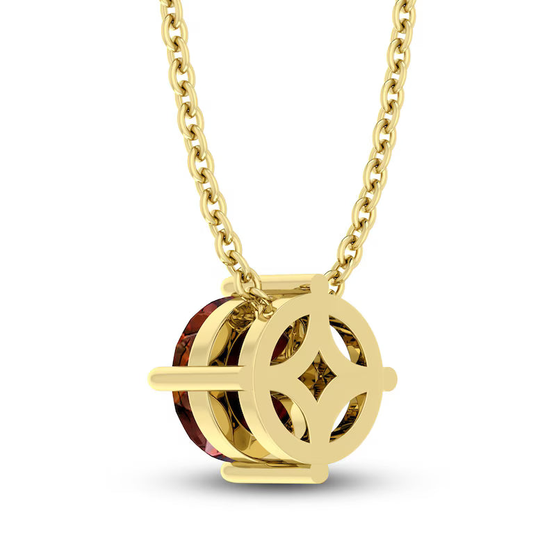 Garnet Solitaire 10K YG Necklace