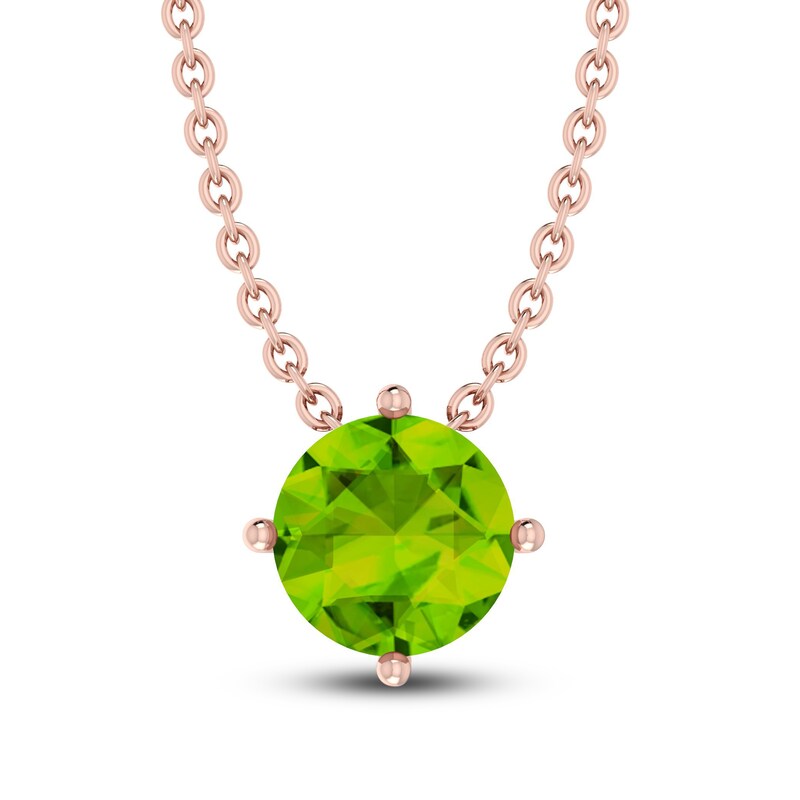 Peridot Solitaire 10K RG Necklace