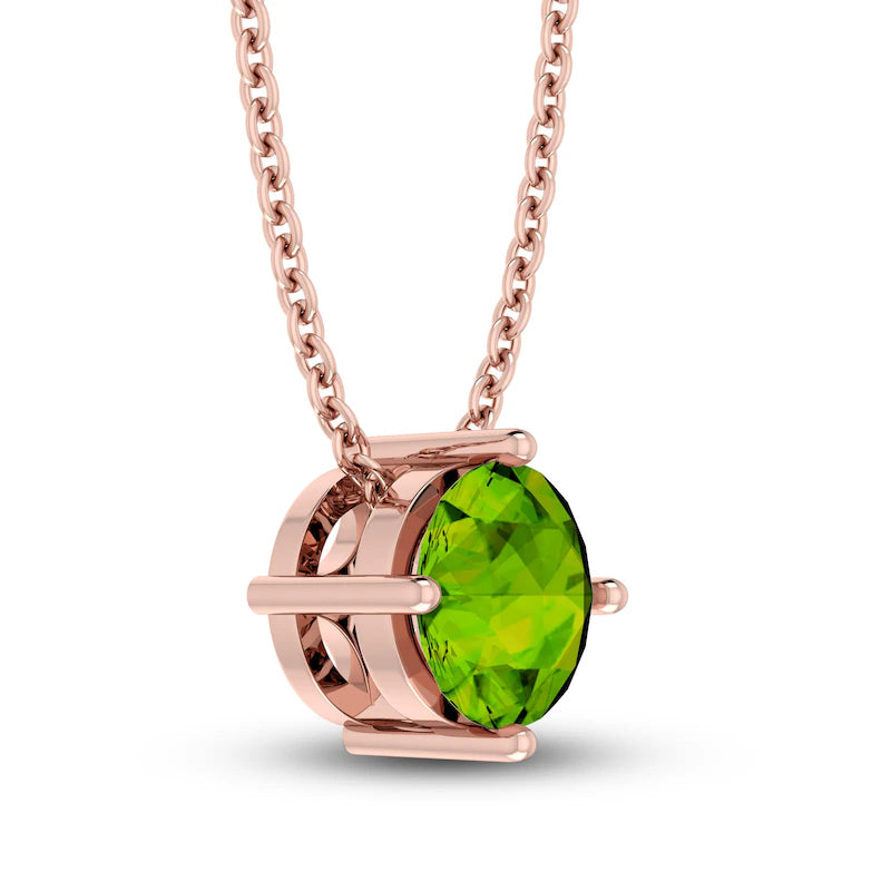 Peridot Solitaire 10K RG Necklace