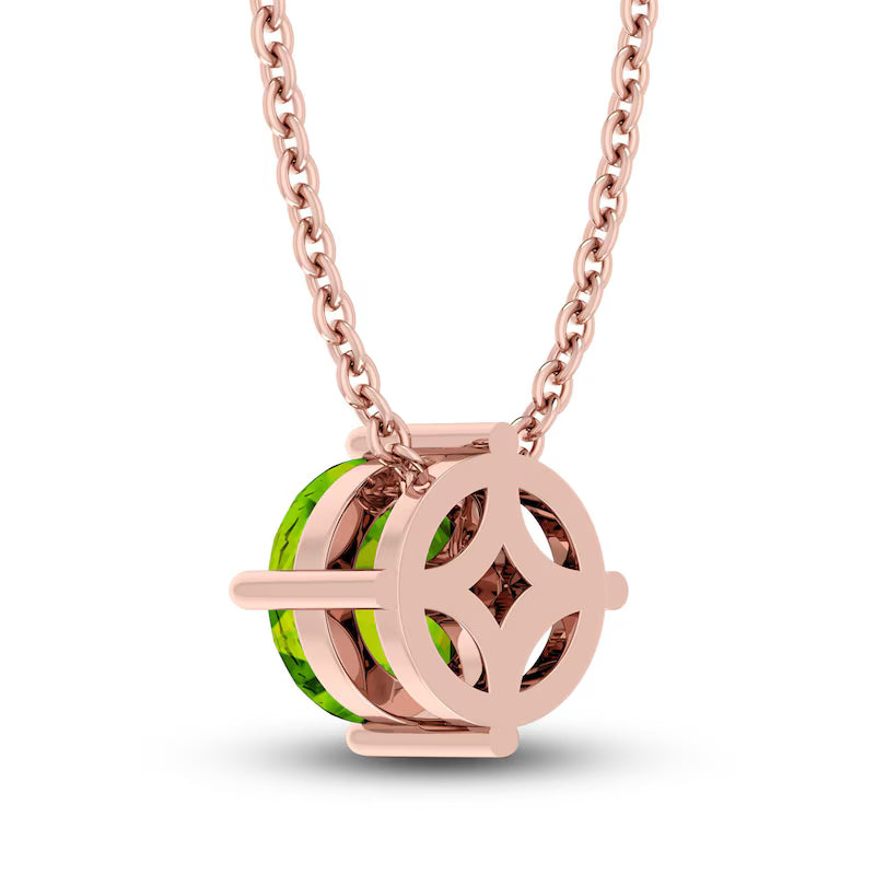Peridot Solitaire 10K RG Necklace