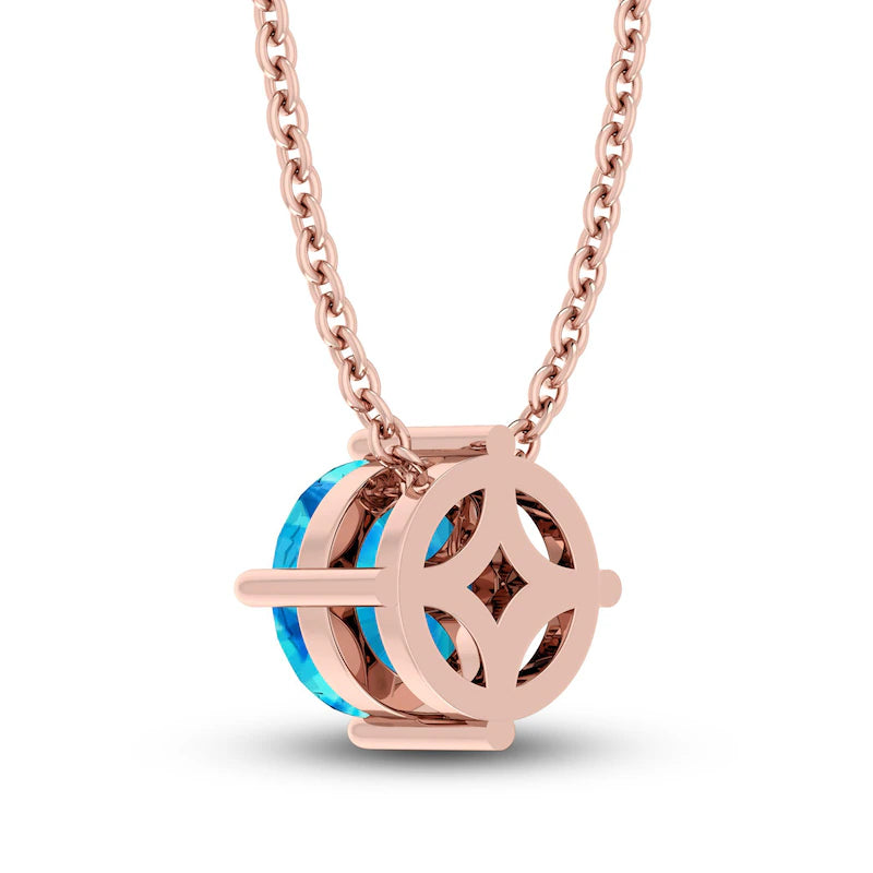 Swiss Blue Topaz Solitaire 10K RG Necklace