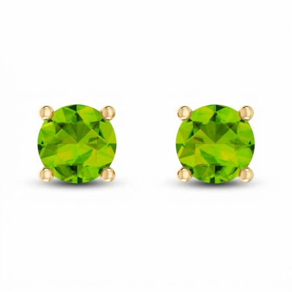 10K YG Peridot stud Earrings