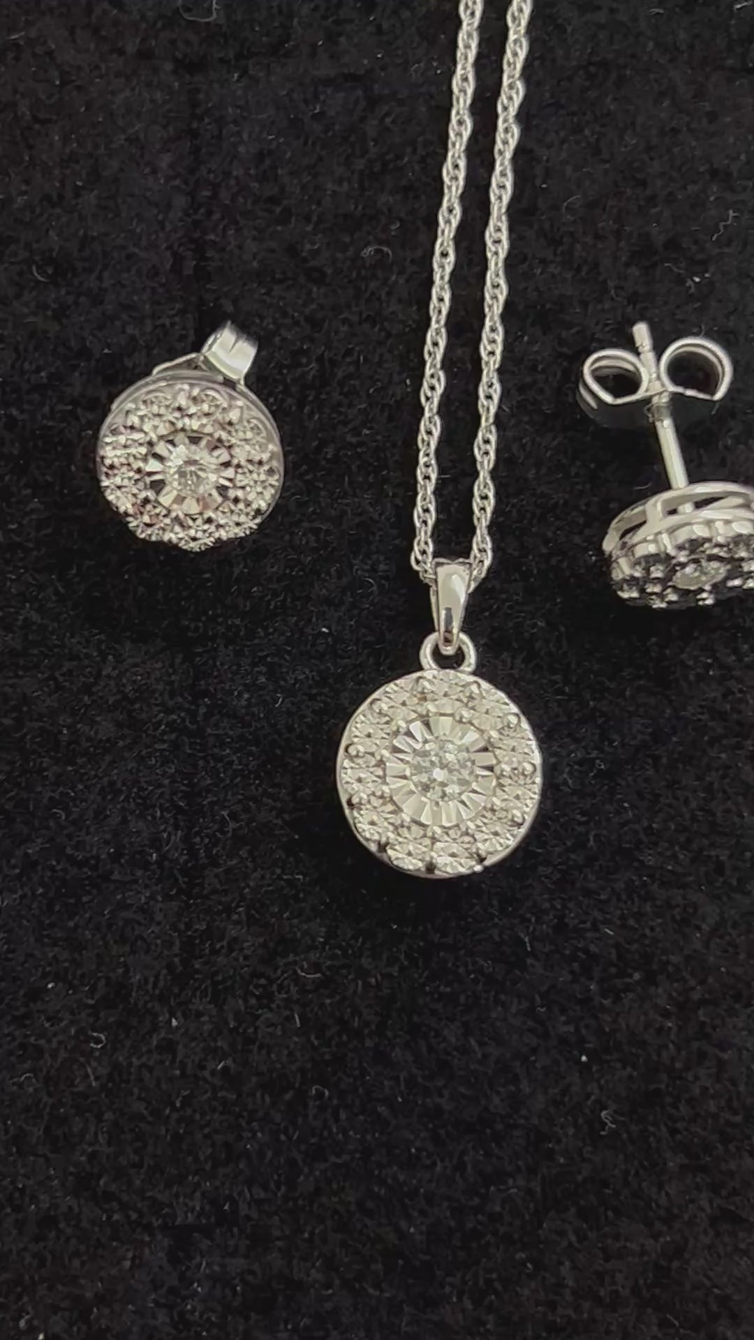 Silver Diamond Earring and Pendant combo
